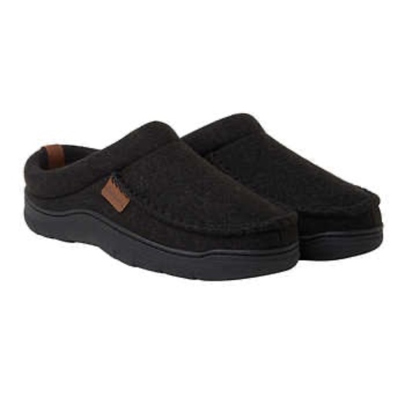 New Mens Dearfoams Slippers Black SLIP ON MEMORY FOAM EASY ON indoor outdoor - Picture 6 of 8